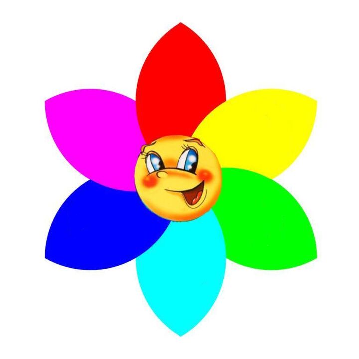 Una flor de papel de colores con seis pétalos cada uno simbolizando una mono-dieta